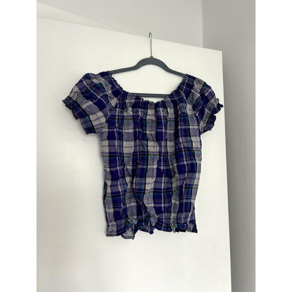 Y2k Plaid Button Blouse - Picture 4 of 5